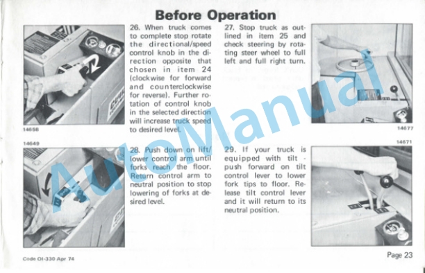 Clark NP-500 Narrow Aisle Reach Truck Operator Instructions OI-330-3