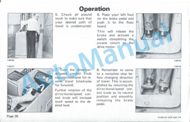 Clark NP-500 Narrow Aisle Reach Truck Operator Instructions OI-330-4