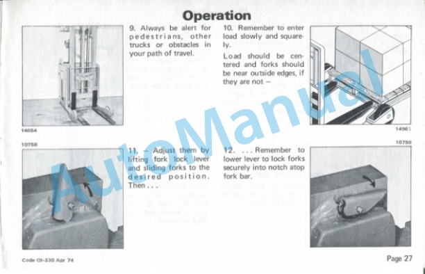 Clark NP-500 Narrow Aisle Reach Truck Operator Instructions OI-330-5
