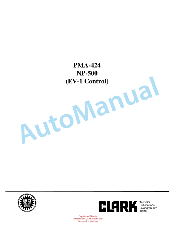 Clark NP-500 Planned Maintenance and Adjustment Procedures Manual PMA-424