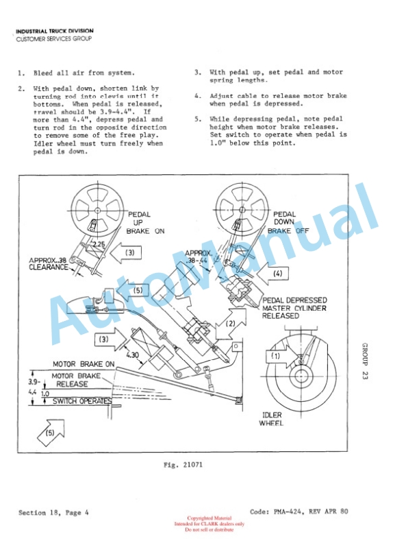 Clark NP-500 Planned Maintenance and Adjustment Procedures Manual PMA-424-2
