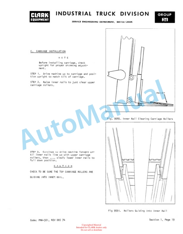 Clark NP-500 Planned Maintenance and Adjustment Procedures Manual PMA-424-4