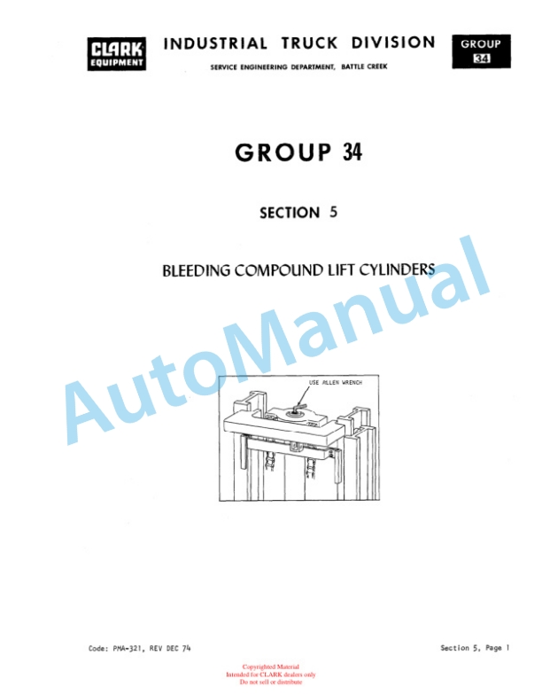 Clark NP-500 Planned Maintenance and Adjustment Procedures Manual PMA-424-5