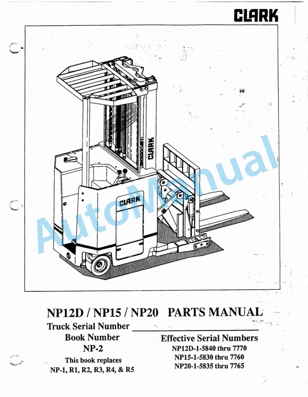 Clark NP12D, NP15, NP20 Parts Manual NP-2