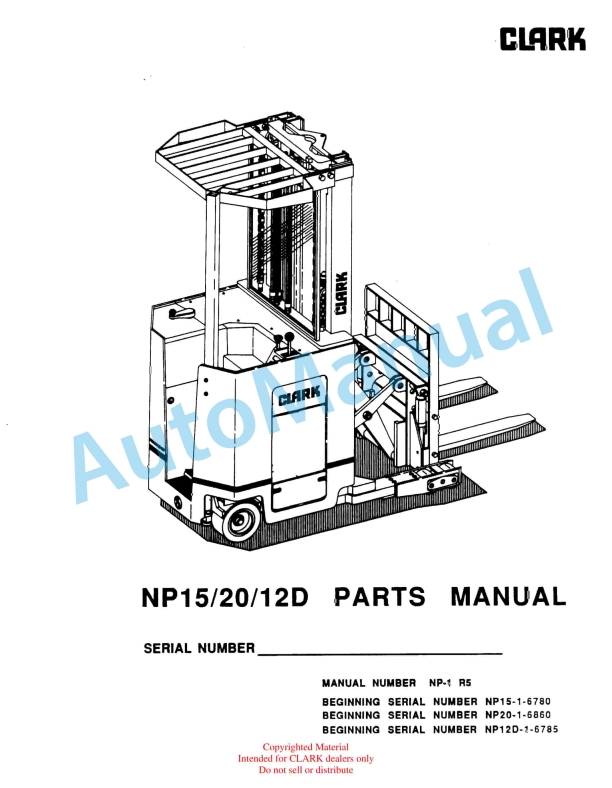 Clark NP15, NP20, NP12D Parts Manual