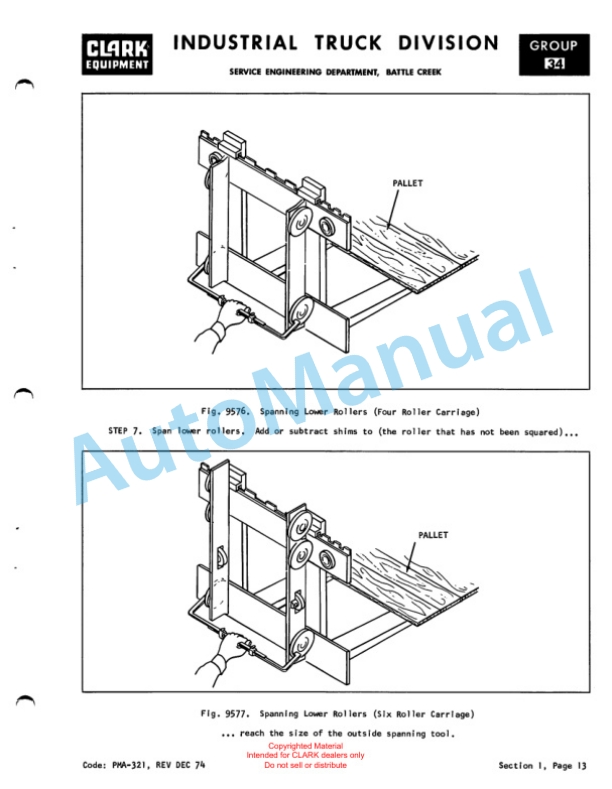 Clark NP500 Narrow Aisle Planned Maintenance and Adjustment Procedures Manual PMA-330-4