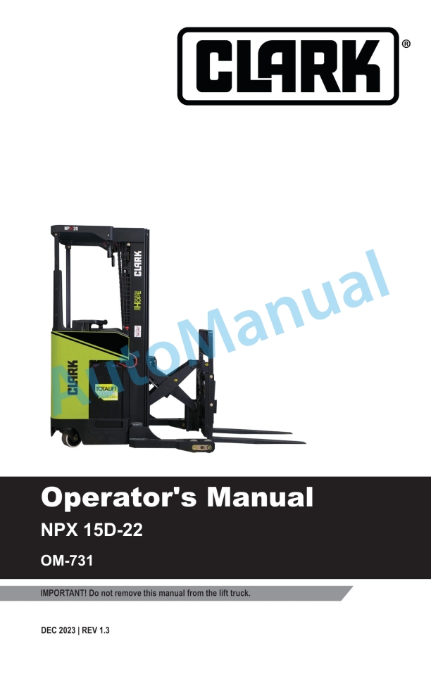 Clark NPX 15D-22 Operator Manual OM-731