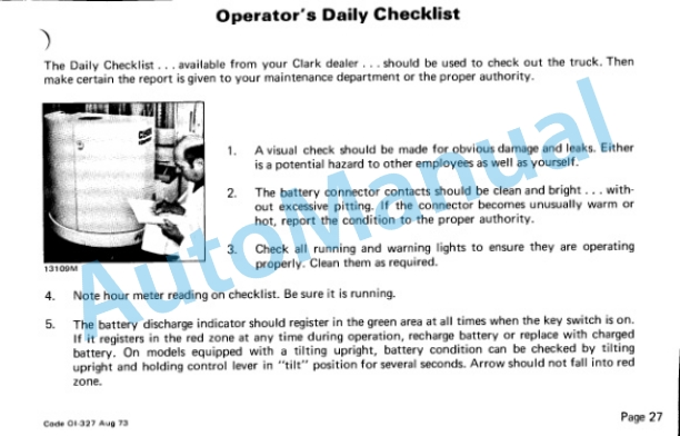Clark NS, NST, NSP 20-40, RP, RPF 40-60 Operator Instruction Manual OI-327-4