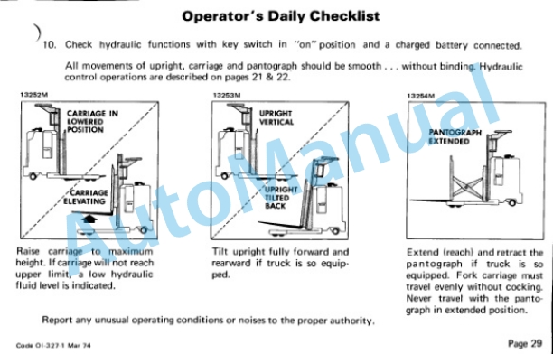 Clark NS, NST, NSP 20-40, RP, RPF 40-60 Operator Instruction Manual OI-327-5