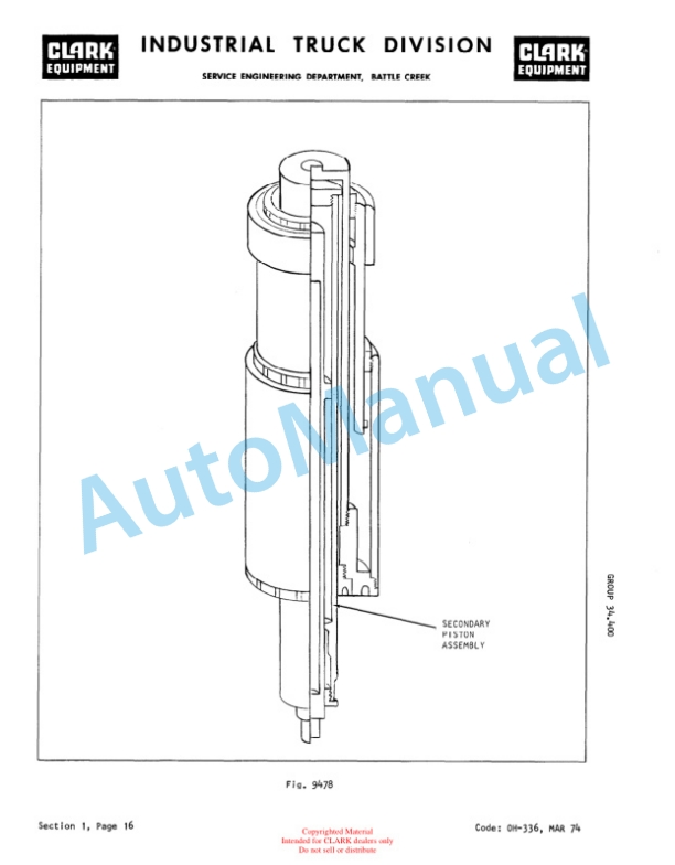 Clark NST 20, NST 30, NST 40, NS 20, NS 30, NS 40, NSP 20, NSP 30, NSP 40 Overhaul Manual OH-327-4