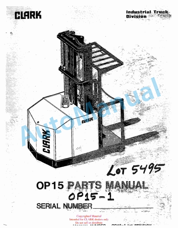 Clark OP15 Parts Manual OP15-1