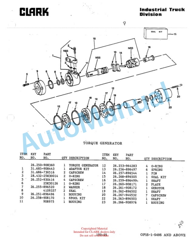 Clark OP15 Parts Manual OP15-1-2