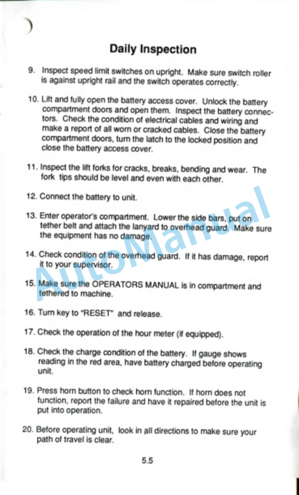 Clark OP15B Operator Manual OM-576-3