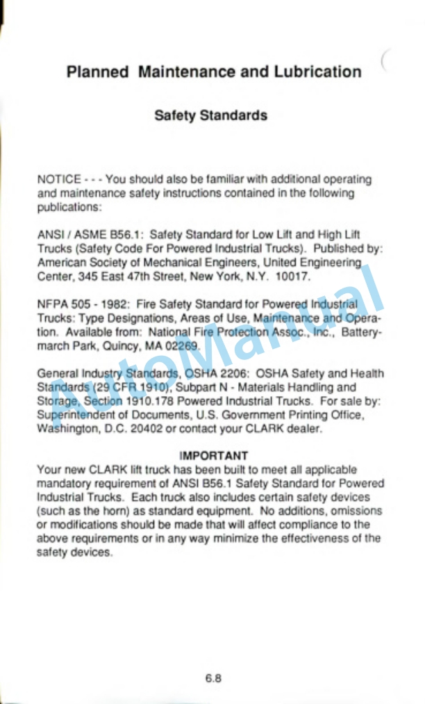 Clark OP15B Operator Manual OM-576-5