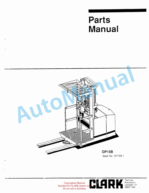 Clark OP15B Parts Manual OP15B-1