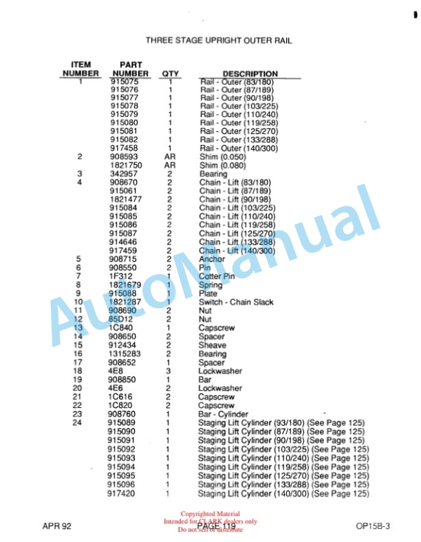 Clark OP15B Parts Manual OP15B-3-4