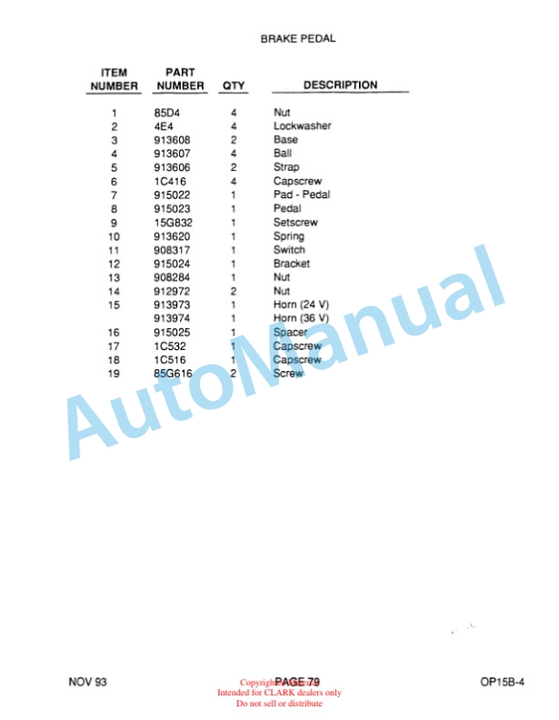 Clark OP15B Parts Manual OP15B-4-2