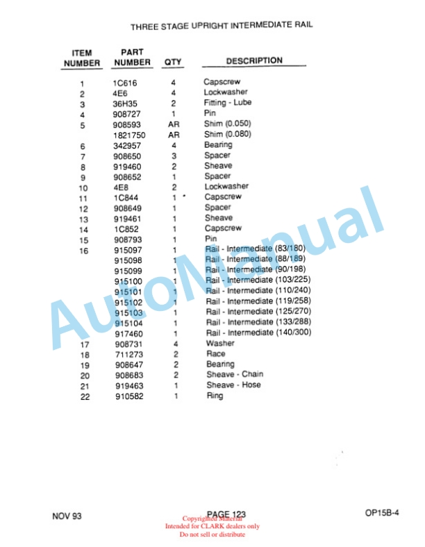 Clark OP15B Parts Manual OP15B-4-4