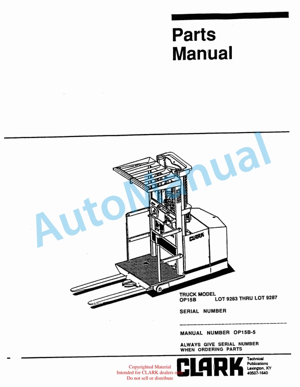 Clark OP15B Parts Manual OP15B-5