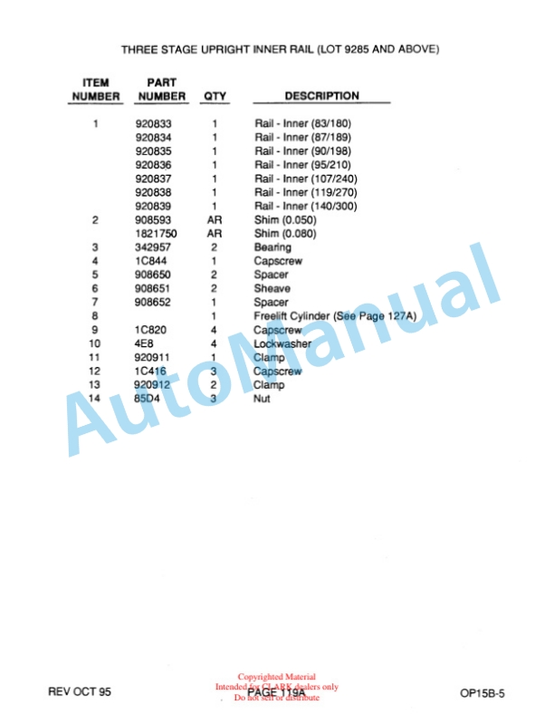 Clark OP15B Parts Manual OP15B-5-3