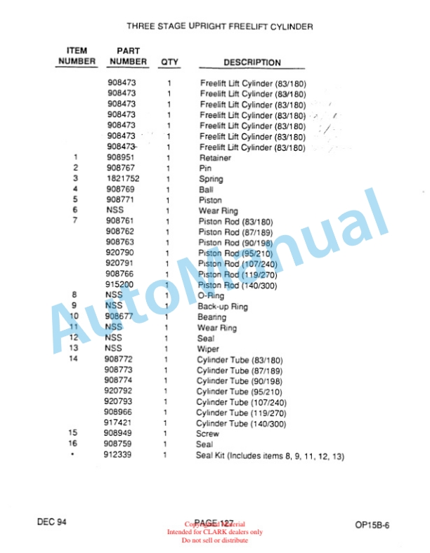 Clark OP15B Parts Manual OP15B-6-5