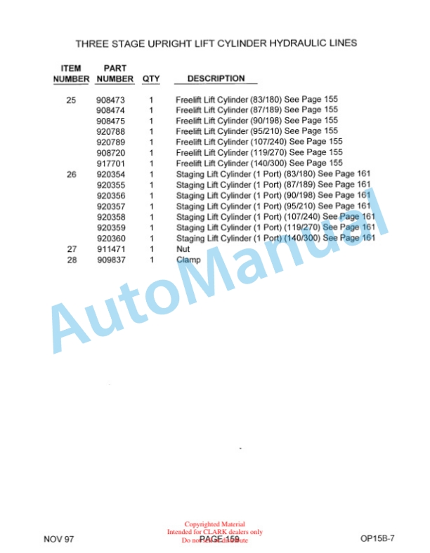 Clark OP15B Parts Manual OP15B-7-4