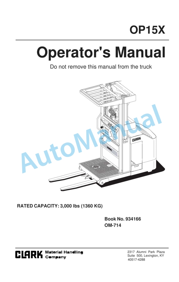 Clark OP15X Operator Manual OM-714