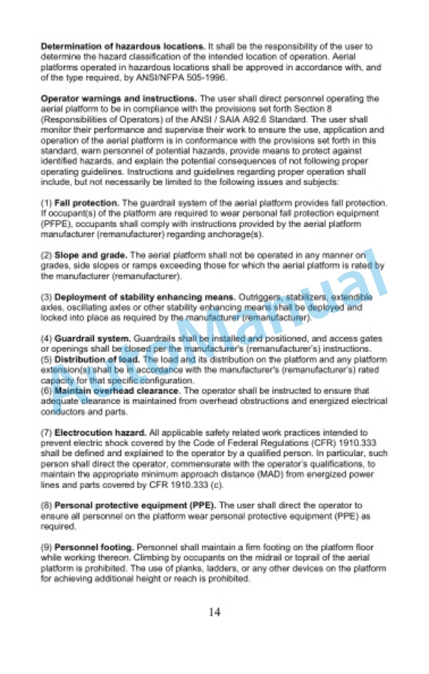 Clark OSQ 126-192 Manual of Responsibilities OM-1202-2