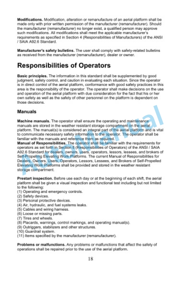 Clark OSQ 126-192 Manual of Responsibilities OM-1202-3