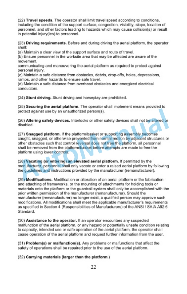 Clark OSQ 126-192 Manual of Responsibilities OM-1202-5