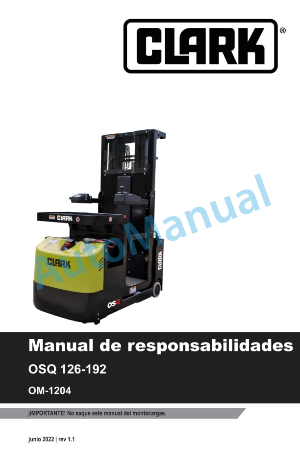 Clark OSQ 126-192 Manual of Responsibilities OM-1204