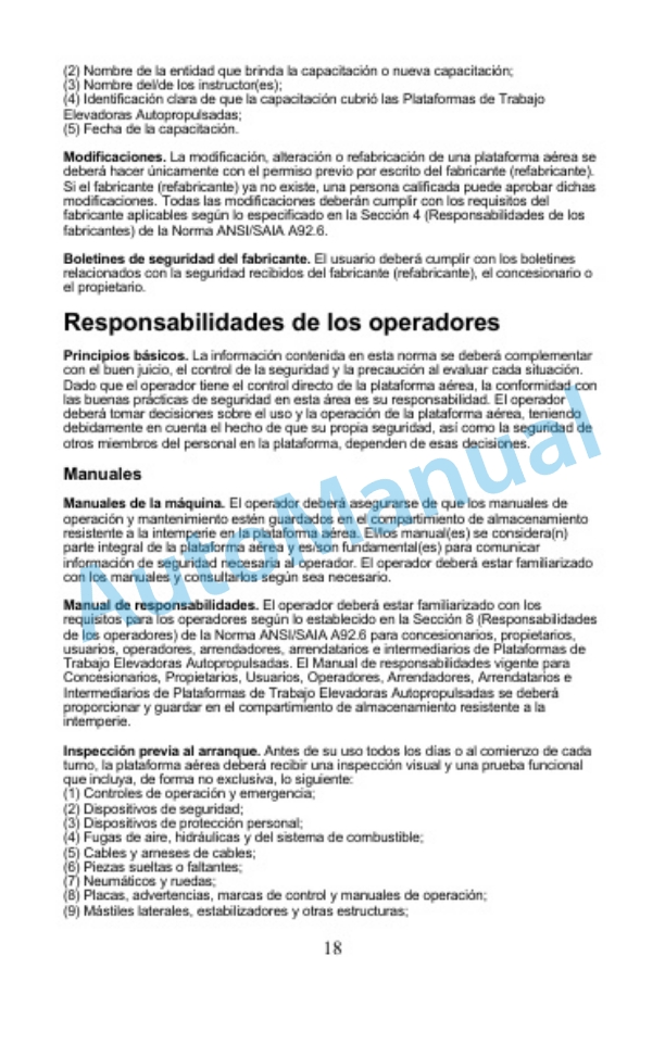 Clark OSQ 126-192 Manual of Responsibilities OM-1204-3