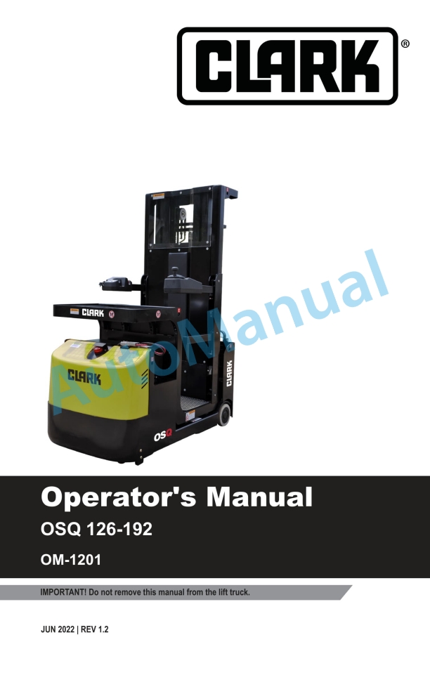 Clark OSQ 126-192 Operator Manual OM-1201