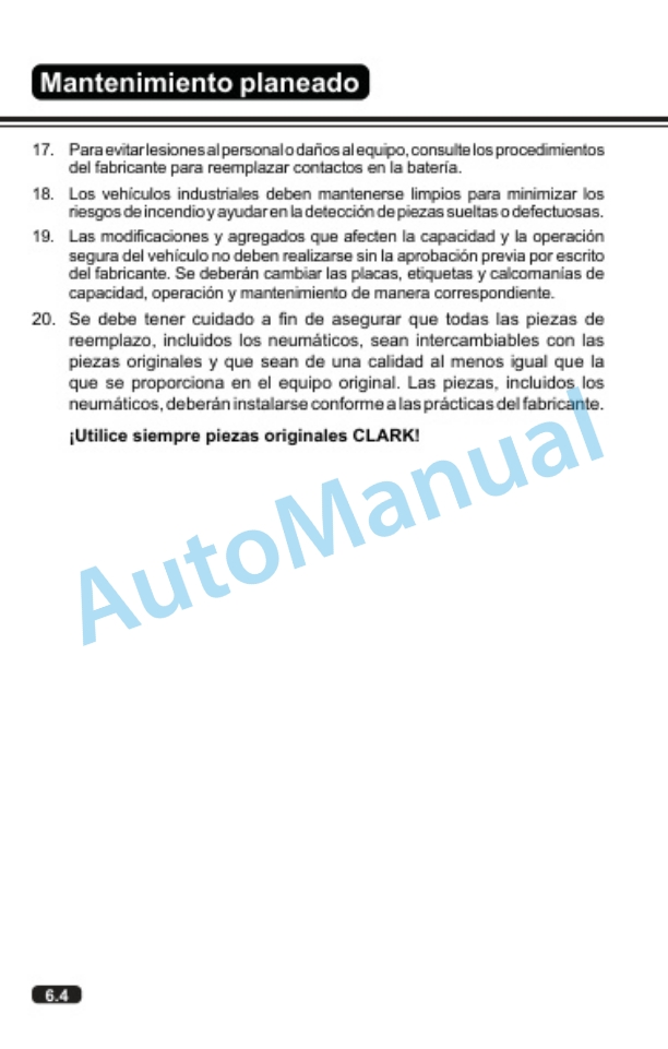 Clark OSQ 126-192 Operator Manual OM-1203-4