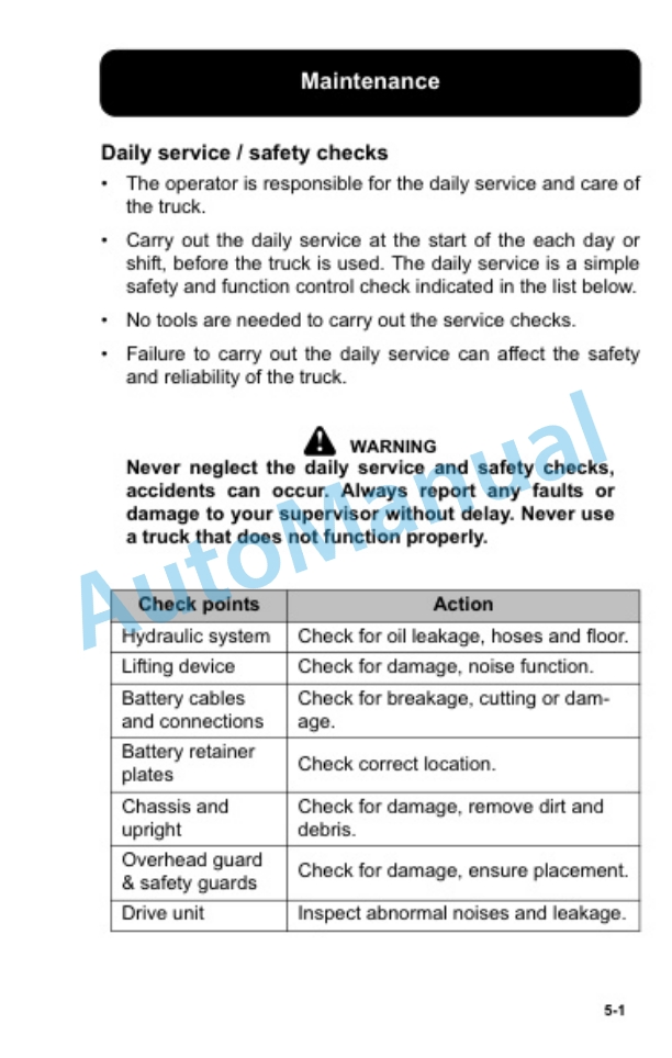 Clark OSX 15 Battery Order Picker Truck Operator Manual OM-842-4