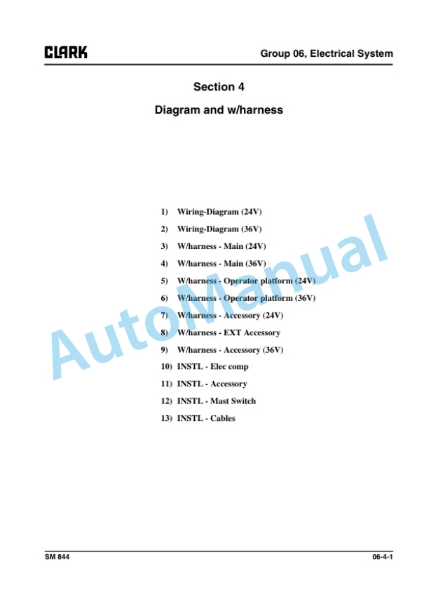 Alternative view of Clark OSX 15 Service Manual SM-844