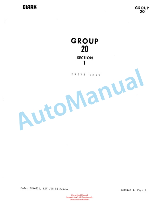 Clark P 465, HWP 465 Planned Maintenance and Adjustment Procedures Manual PMA-541-2
