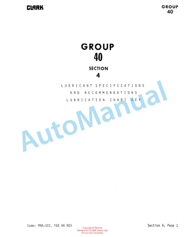 Clark P 465, HWP 465 Planned Maintenance and Adjustment Procedures Manual PMA-541-5