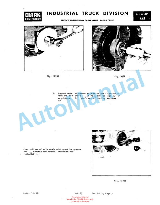 Clark P-465, PF40 Planned Maintenance and Adjustment Procedures Manual PMA-425-3