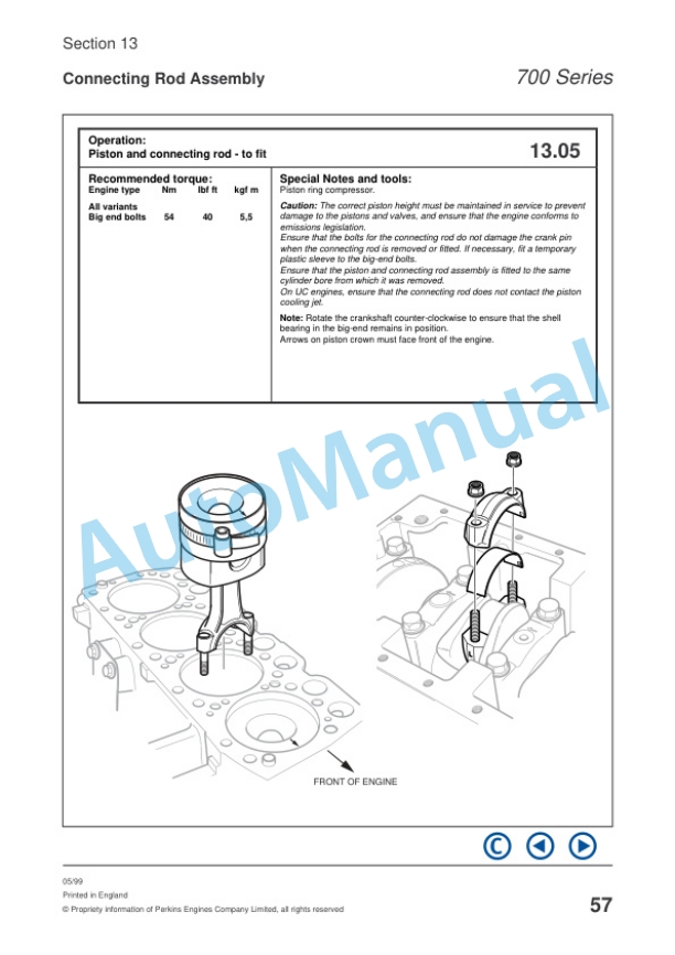 Alternative view of Clark Perkins 700 Series Workshop Manual