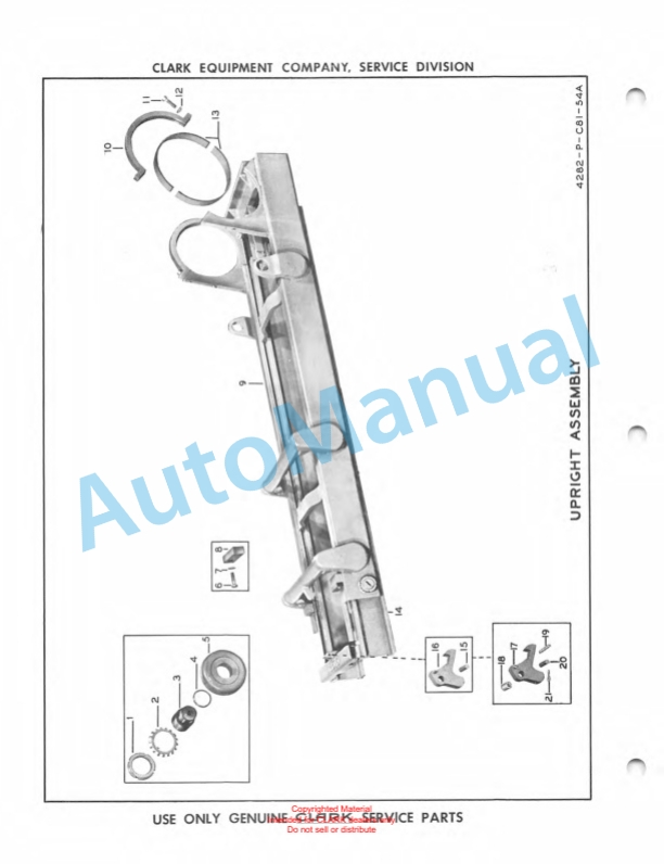 Clark Powrworker Articulating Hi-Lift Pallet Maintenance Manual and Parts Book X106A 526-4