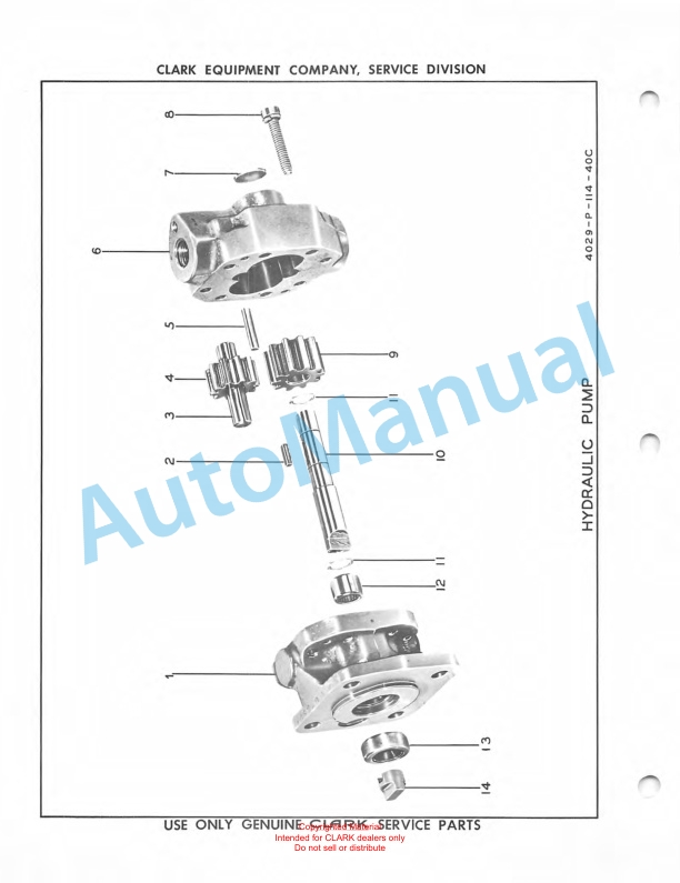 Clark Powrworker Articulating Hi-Lift Platform Maintenance Manual and Parts Book X107A 525-2