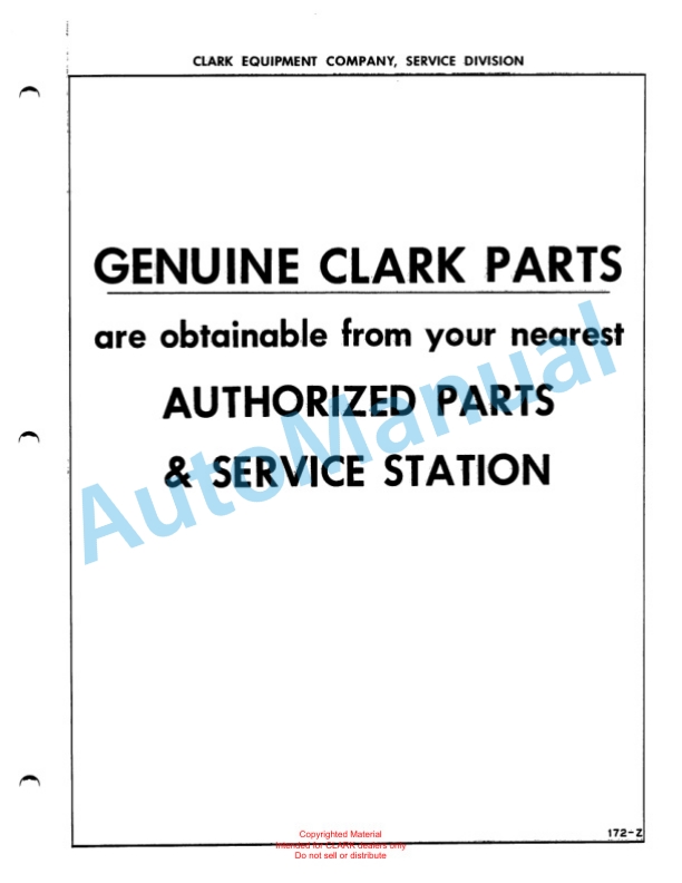 Clark Powrworker Rider Straddle Stacker Maintenance Manual and Parts Book X110A-4