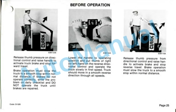 Clark PT 5, PT 7 Operator Instruction Manual OI-528-3