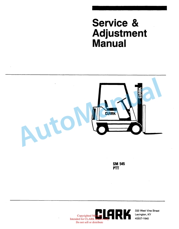 Clark PTT Service and Adjustment Manual SM-545