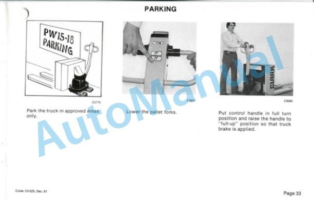 Clark PW 15, PW 18 Operator Instruction Manual OI-525-4