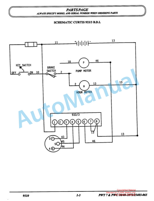 Clark PWC 30, PWC 40 Parts Manual X170-5