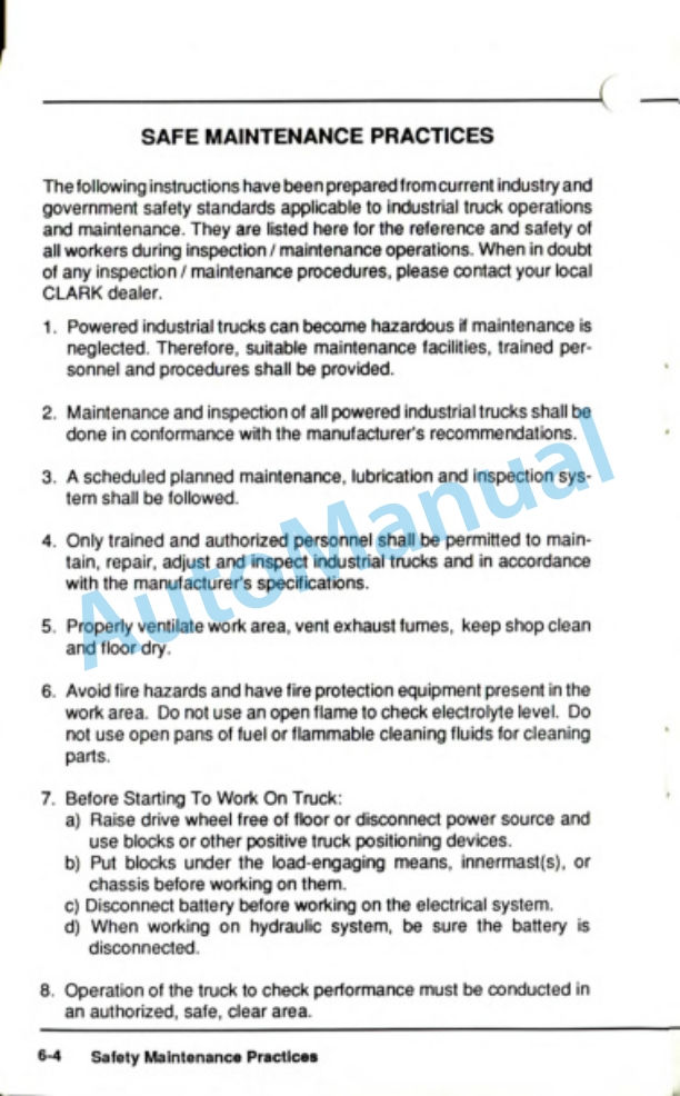 Clark PWD 30-40, HWD 30-40 Operator Manual OM-605-4
