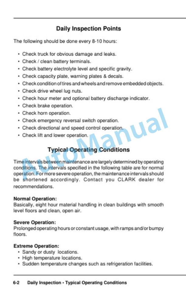 Clark PWD, HWD 30-40SE Operator Manual OM-643-4