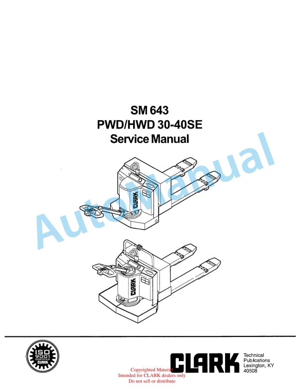 Clark PWD, HWD 30-40SE Service Manual SM-643